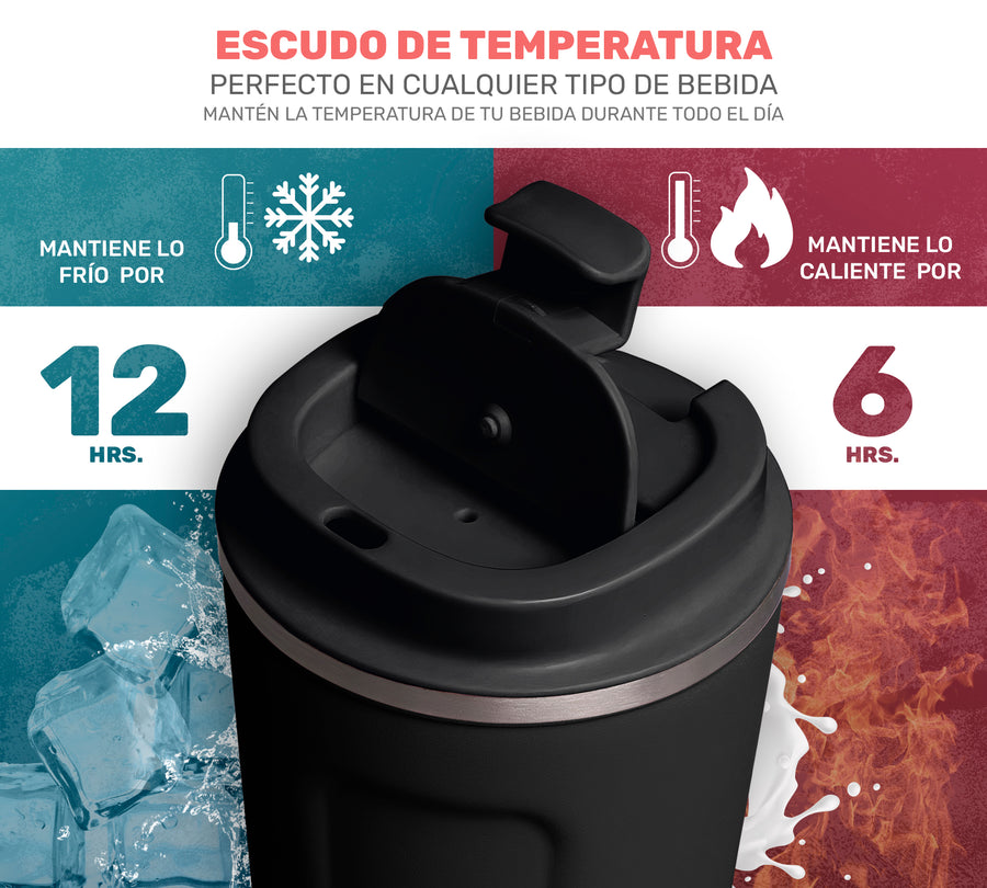 Taza Térmica para Café 510 ml con Tapa color Negro