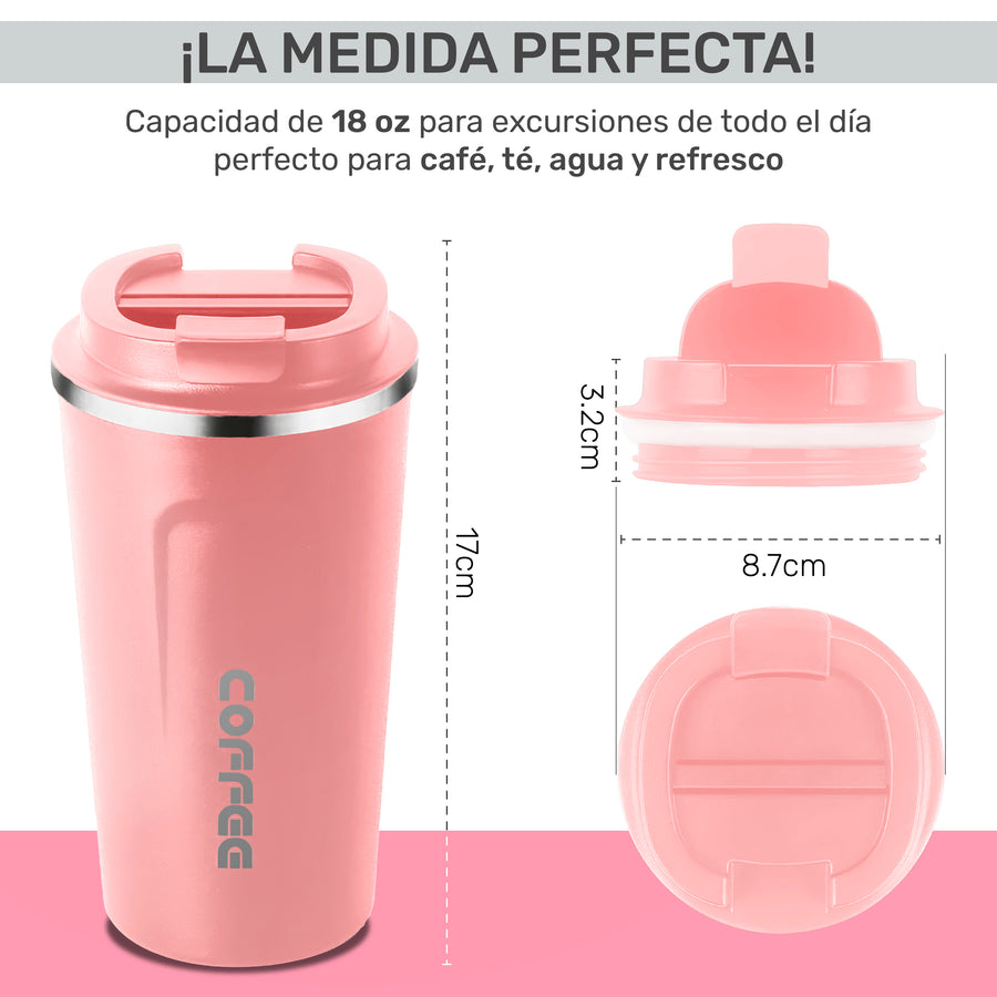 Taza Térmica para Café 510 ml con Tapa color Rosa