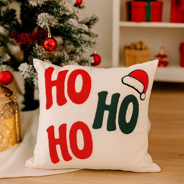 Cojín Navideño Decorativo 45 × 45 cm · Ho Ho Ho, Merry Christmas y Dear Santa · Diseño Ho Ho Ho