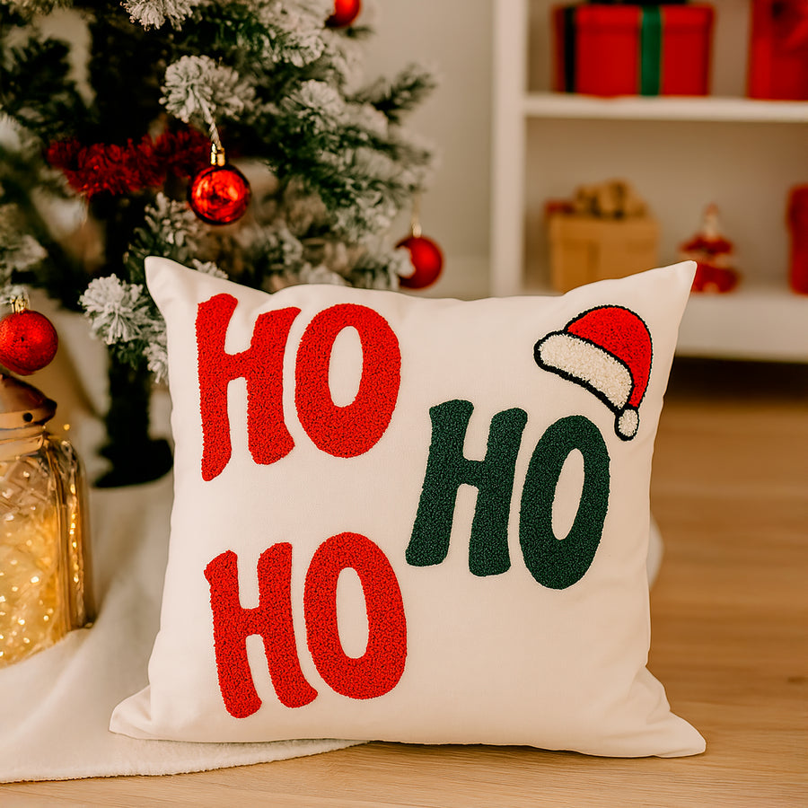 Cojín Navideño Decorativo 45 × 45 cm · Ho Ho Ho, Merry Christmas y Dear Santa · Diseño Ho Ho Ho