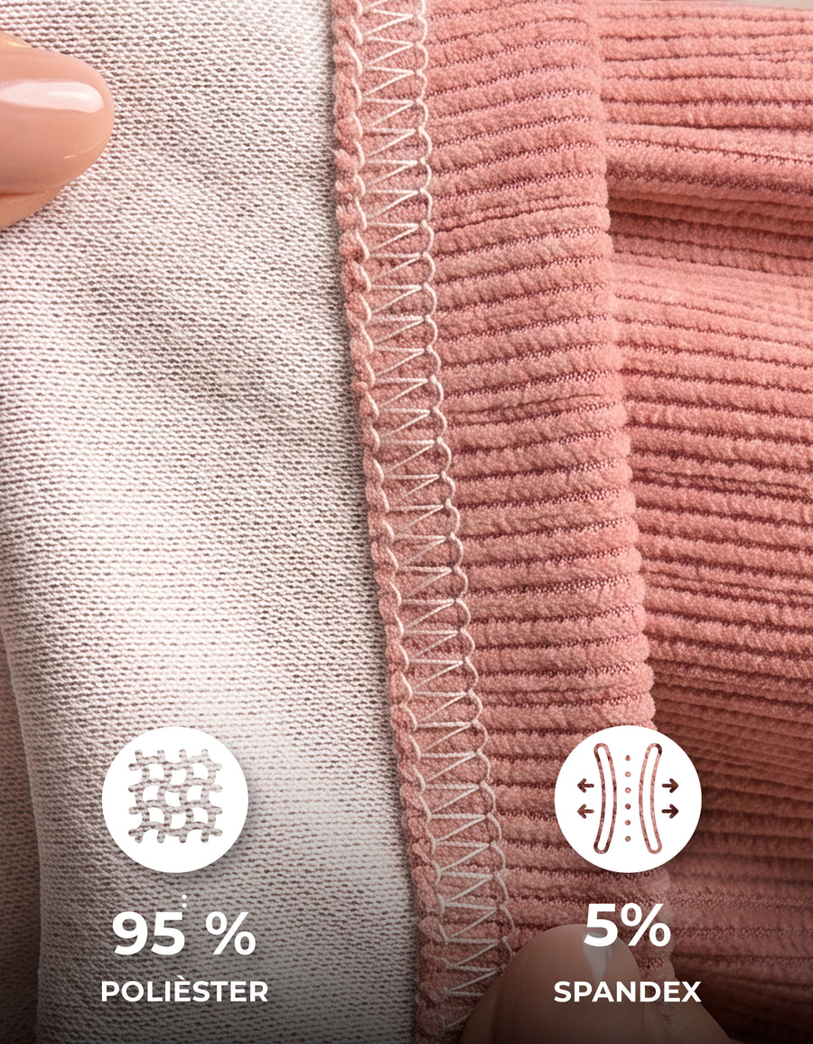 Pantalón de Pana Mujer Recto Cintura Alta con Cordón y Bolsillos color Rosa