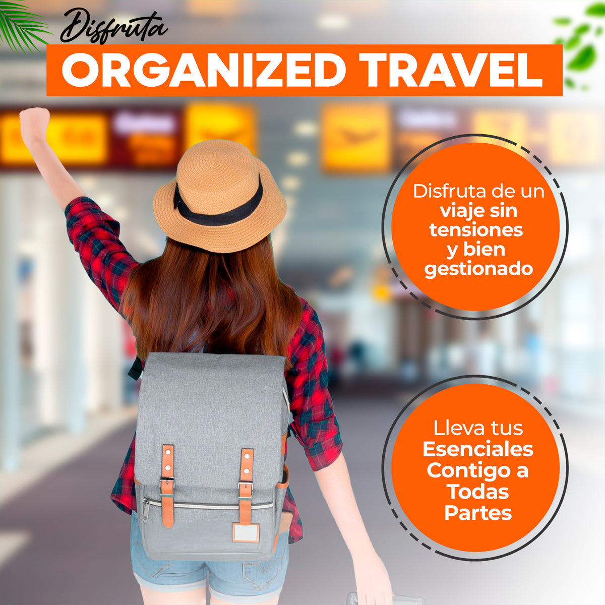 Mochila Vintage Retro Hombre y Mujer con Puerto USB · Tela Oxford · Compartimento para iPad color Gris