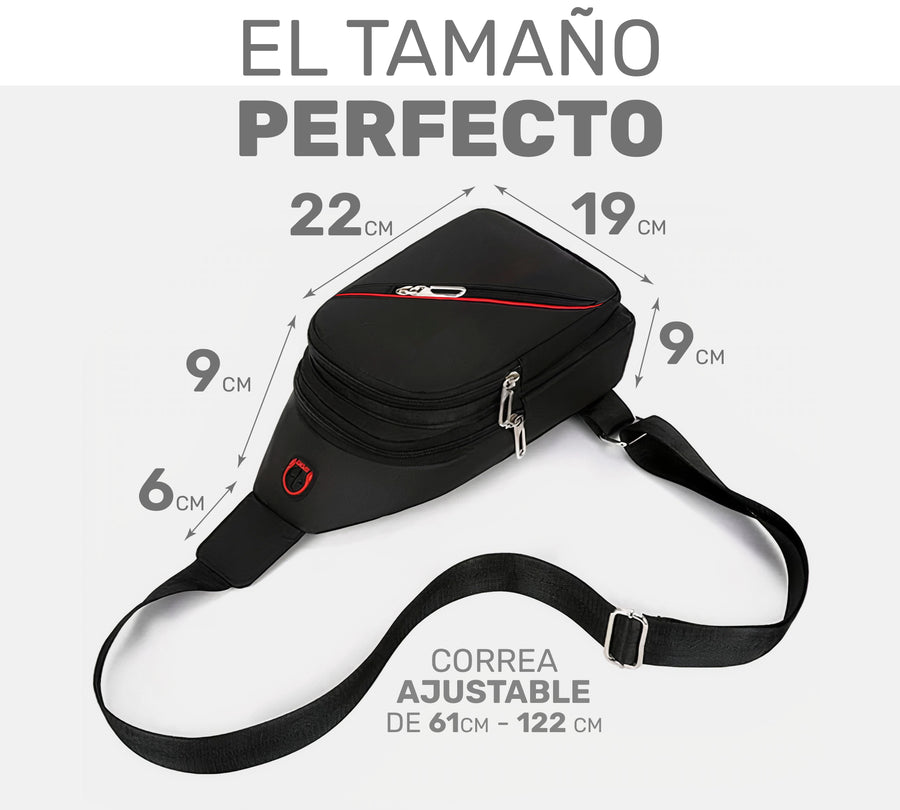 Bandolera de Pecho para Hombre Impermeable · Salida para Audífonos · Correa Ajustable