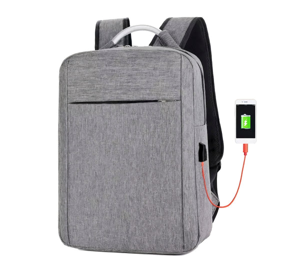 Mochila para Laptop con Puerto USB · Urbana y Ligera · Gris color Gris