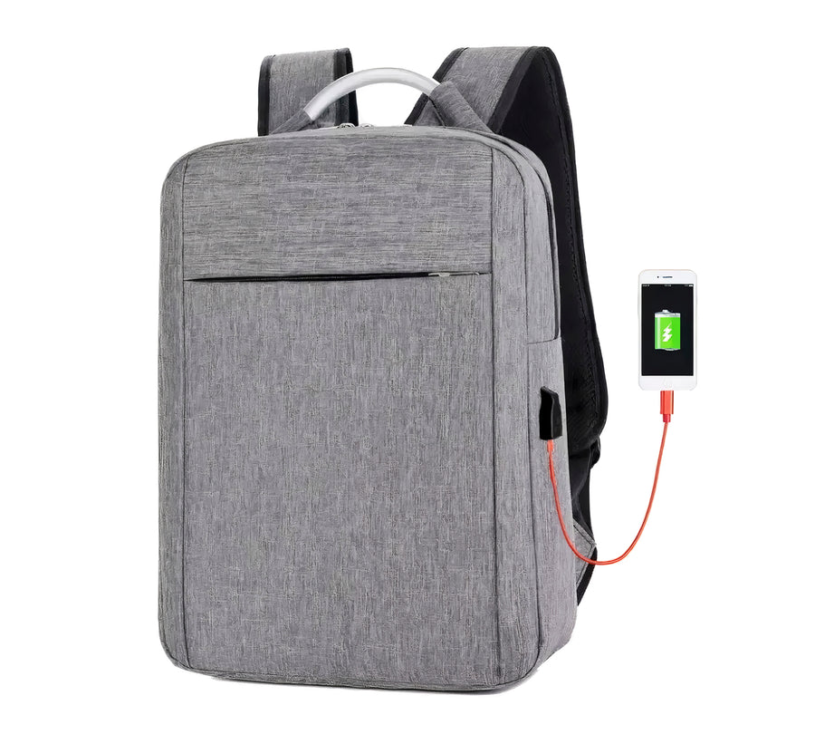 Mochila para Laptop con Puerto USB · Urbana y Ligera · Gris color Gris
