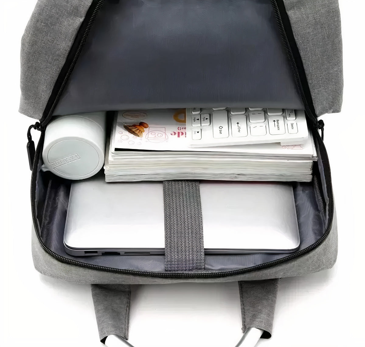 Mochila para Laptop con Puerto USB · Urbana y Ligera · Gris color Gris