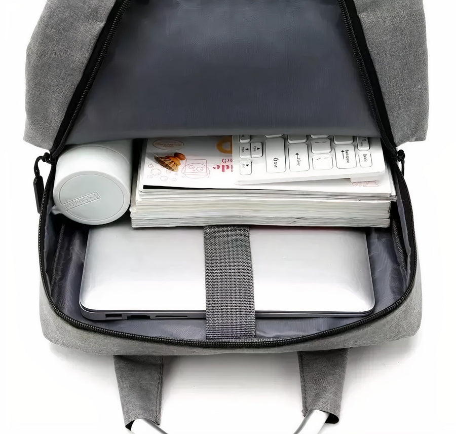Mochila para Laptop con Puerto USB · Urbana y Ligera · Gris color Gris