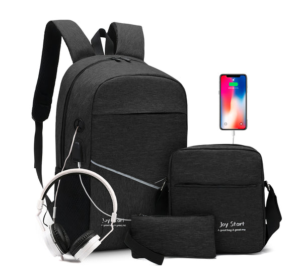 Kit Mochila Ejecutiva para Laptop con Puerto USB · Incluye Bolsa Cruzada y Lapicera