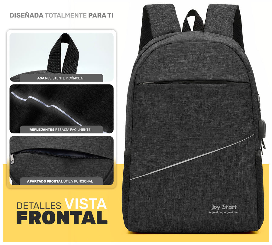 Kit Mochila Ejecutiva para Laptop con Puerto USB · Incluye Bolsa Cruzada y Lapicera