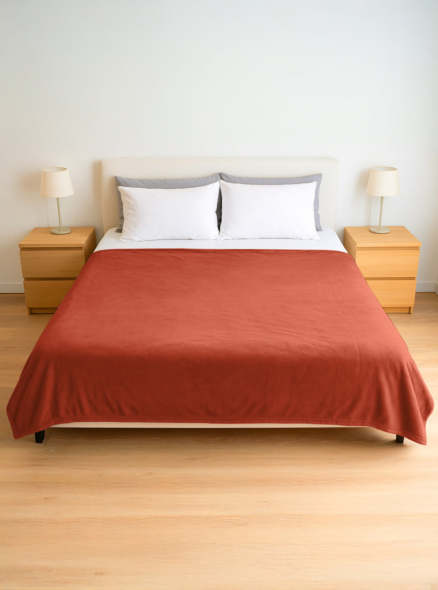 Cobija Polar Individual Suave y Ligera · 1.20 × 2 m color Terracota