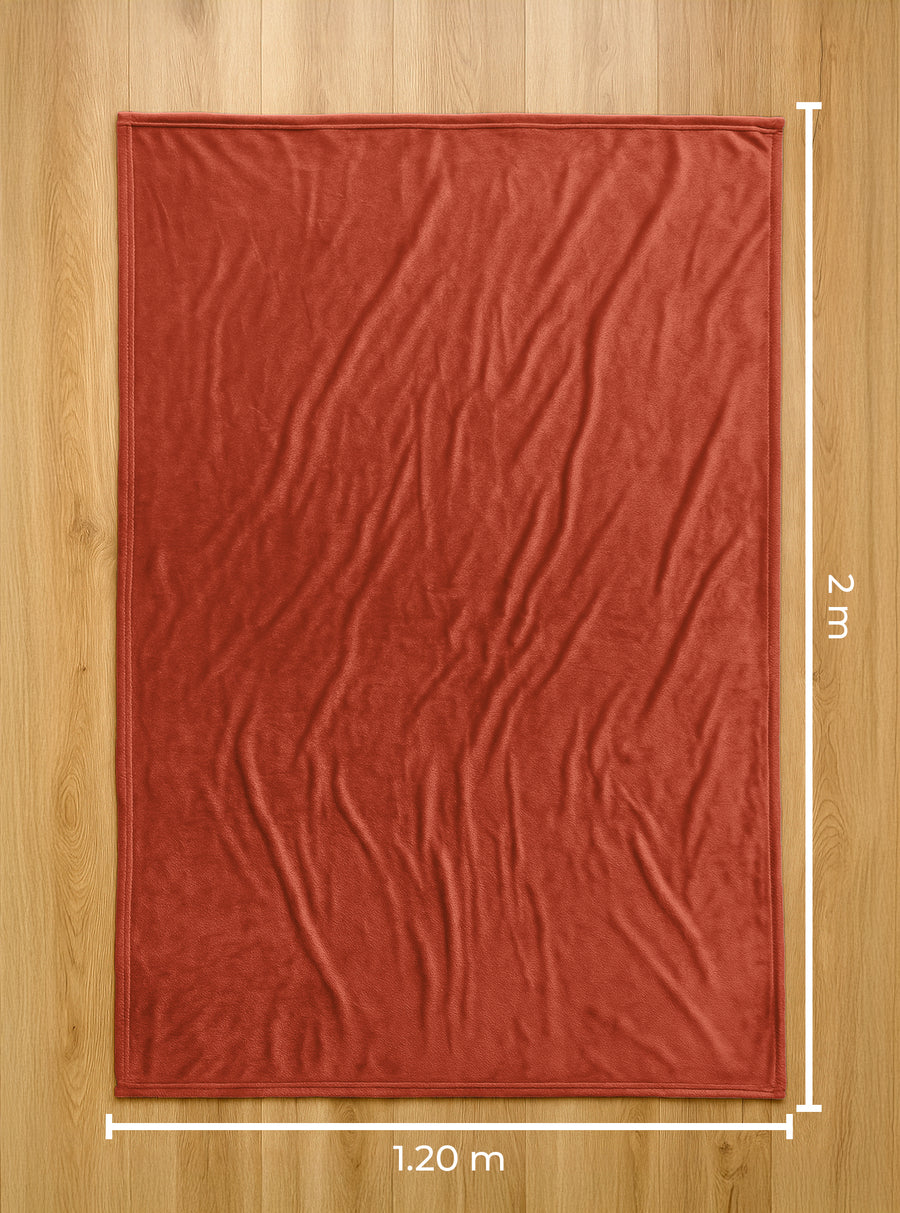 Cobija Polar Individual Suave y Ligera · 1.20 × 2 m color Terracota