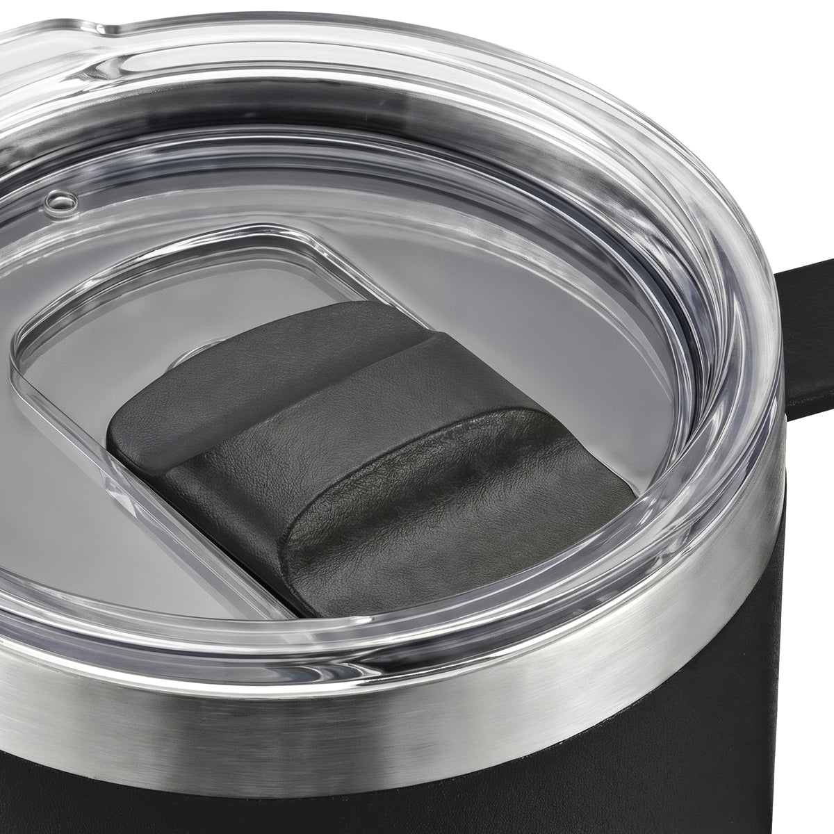 Taza Térmica para Café 12 oz Doble Capa con Asa y Tapa Antiderrame · Negra