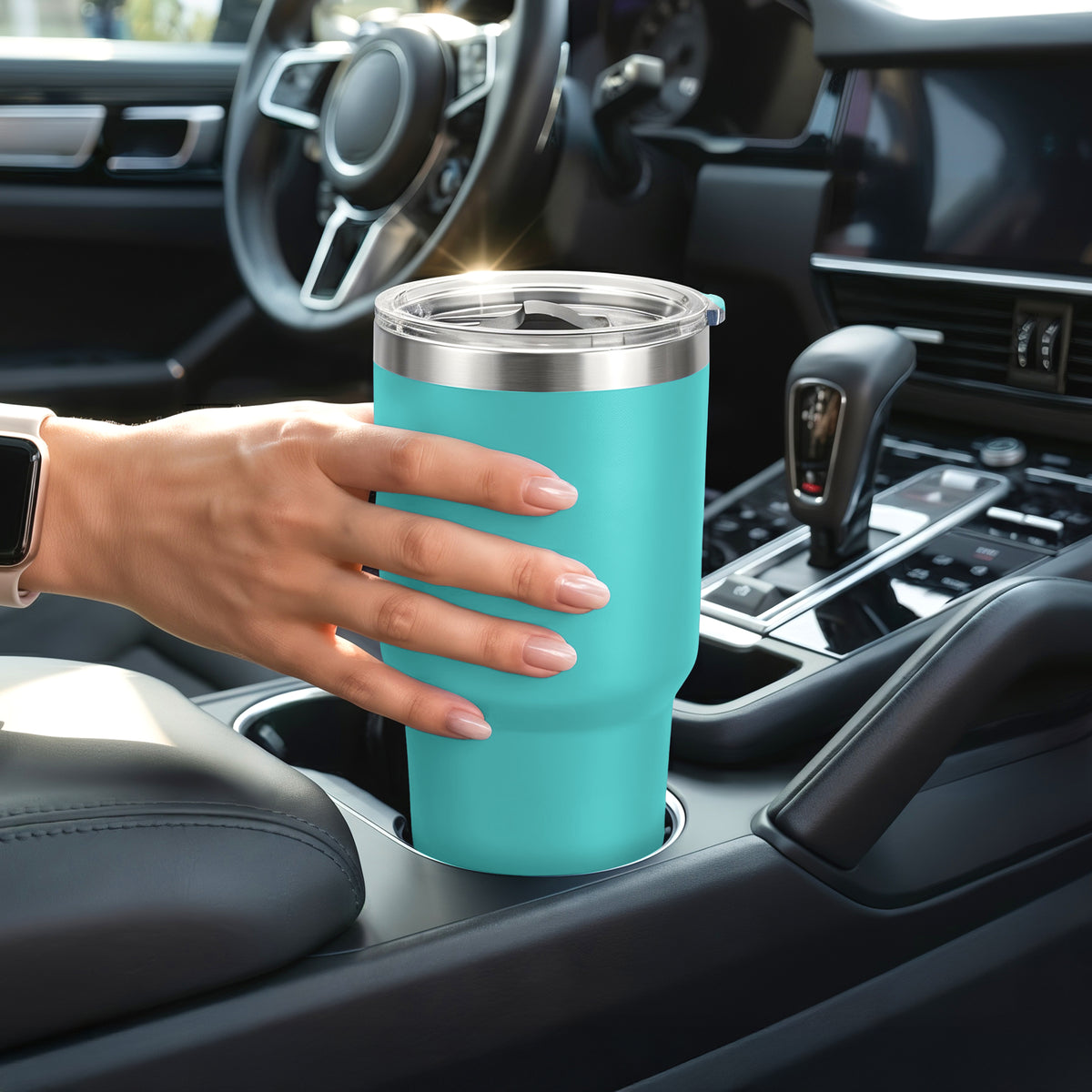 Termo Vaso Térmico 30 oz (800 ml) Acero Inoxidable con Tapa Magnética · Frío 24 h y Caliente 12 h color Aqua