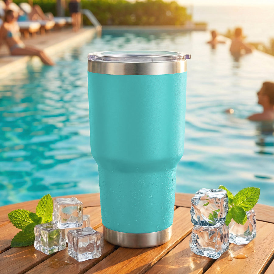 Termo Vaso Térmico 30 oz (800 ml) Acero Inoxidable con Tapa Magnética · Frío 24 h y Caliente 12 h color Aqua