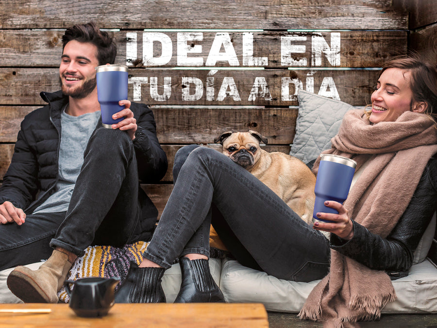 Termo Vaso Térmico 30 oz (800 ml) Acero Inoxidable con Tapa Magnética · Frío 24 h y Caliente 12 h color Azul