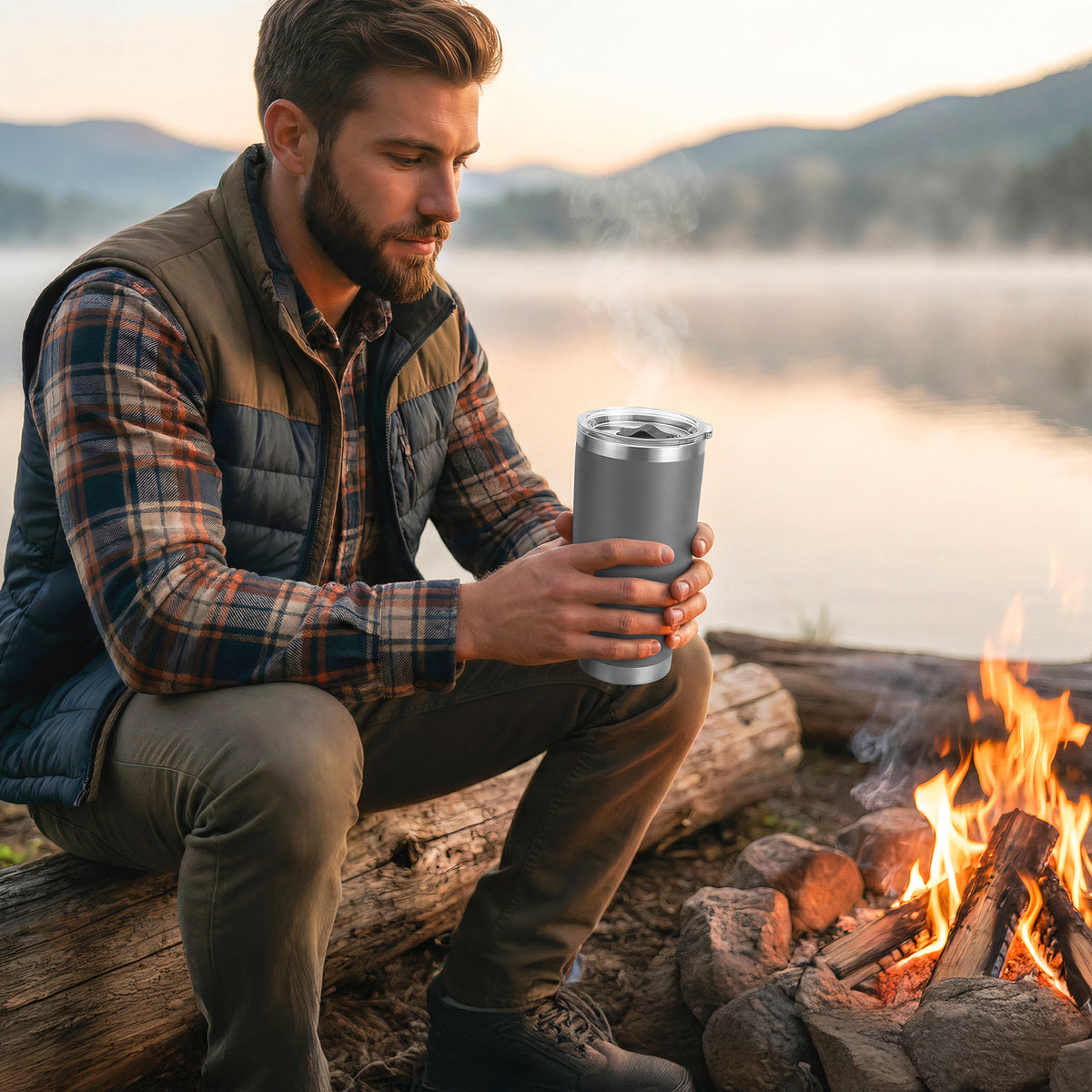 Termo Vaso Térmico 30 oz (800 ml) Acero Inoxidable con Tapa Magnética · Frío 24 h y Caliente 12 h color Gris