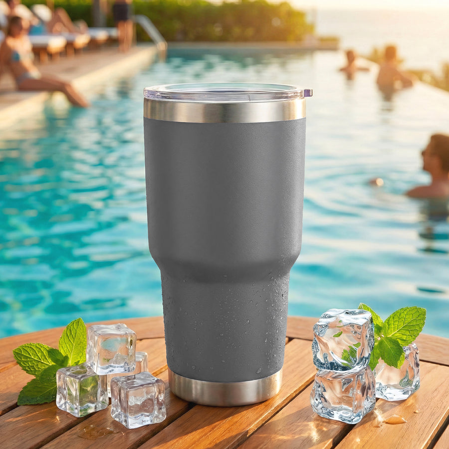 Termo Vaso Térmico 30 oz (800 ml) Acero Inoxidable con Tapa Magnética · Frío 24 h y Caliente 12 h color Gris