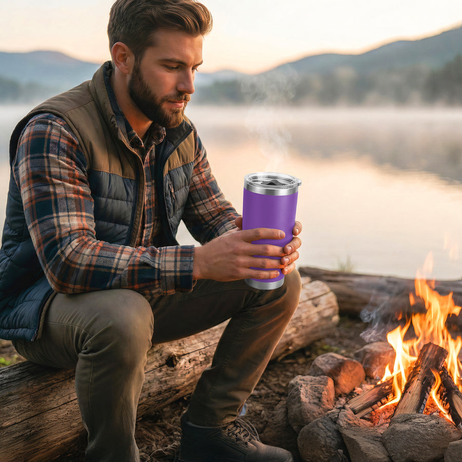 Termo Vaso Térmico 30 oz (800 ml) Acero Inoxidable con Tapa Magnética · Frío 24 h y Caliente 12 h color Morado