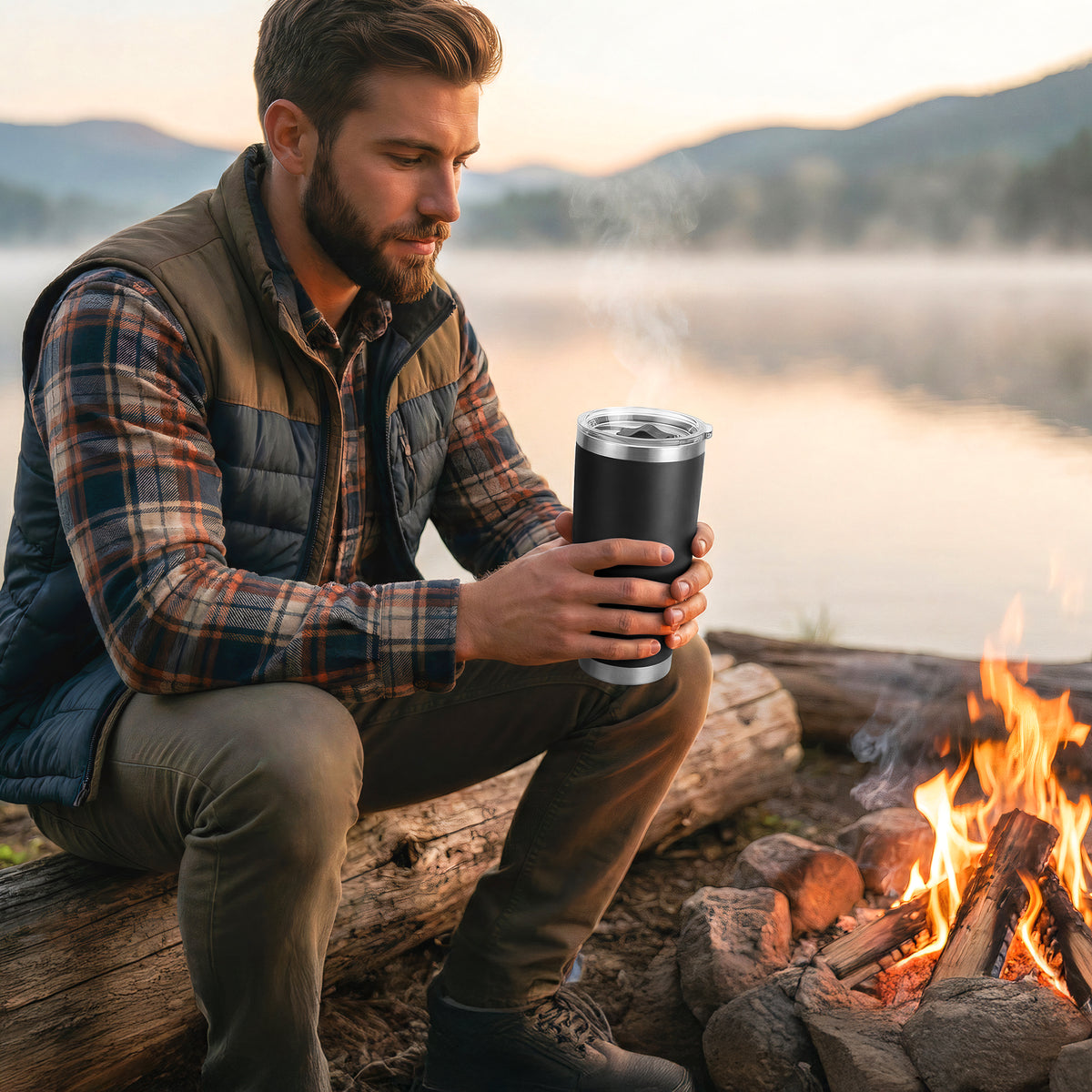 Termo Vaso Térmico 30 oz (800 ml) Acero Inoxidable con Tapa Magnética · Frío 24 h y Caliente 12 h color Negro