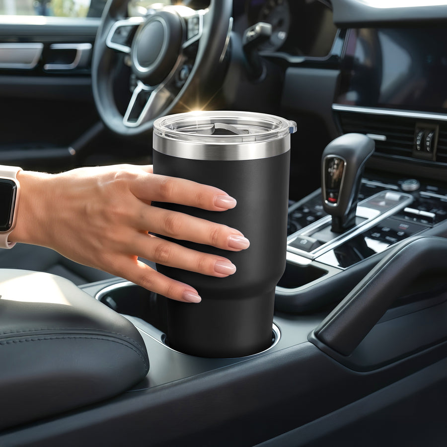 Termo Vaso Térmico 30 oz (800 ml) Acero Inoxidable con Tapa Magnética · Frío 24 h y Caliente 12 h color Negro
