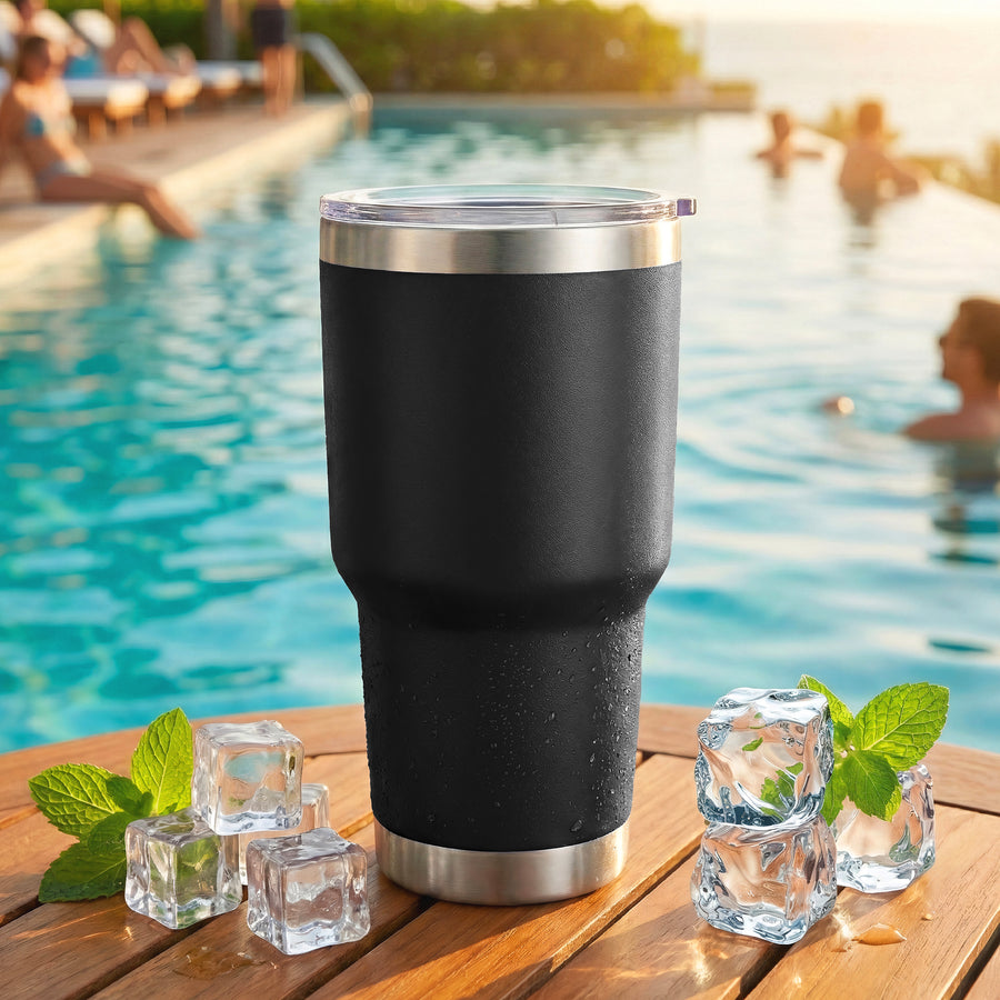 Termo Vaso Térmico 30 oz (800 ml) Acero Inoxidable con Tapa Magnética · Frío 24 h y Caliente 12 h color Negro