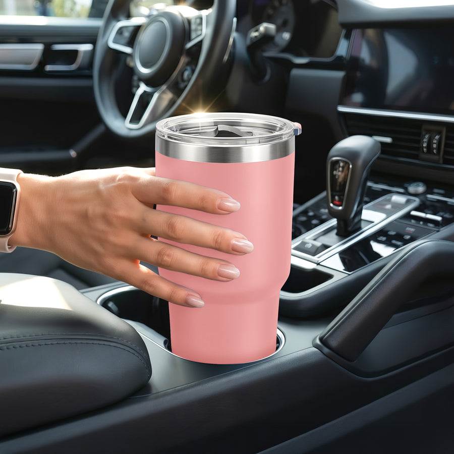 Termo Vaso Térmico 30 oz (800 ml) Acero Inoxidable con Tapa Magnética · Frío 24 h y Caliente 12 h color Rosa Claro