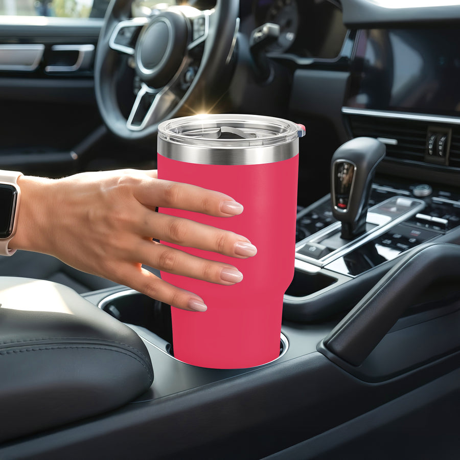 Termo Vaso Térmico 30 oz (800 ml) Acero Inoxidable con Tapa Magnética · Frío 24 h y Caliente 12 h color Rosa Fuerte