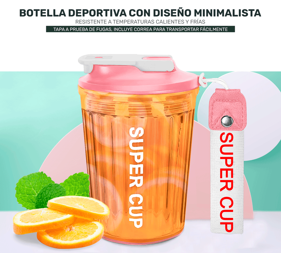 Vaso Térmico Antiderrame 450 ml con Asa Portátil · Doble Pared · Frío 12 h color Rosa