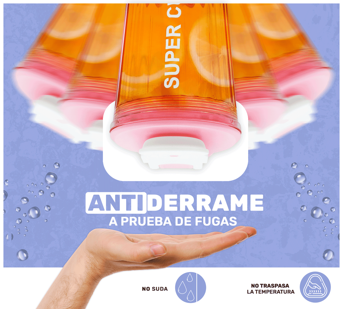 Vaso Térmico Antiderrame 450 ml con Asa Portátil · Doble Pared · Frío 12 h color Rosa