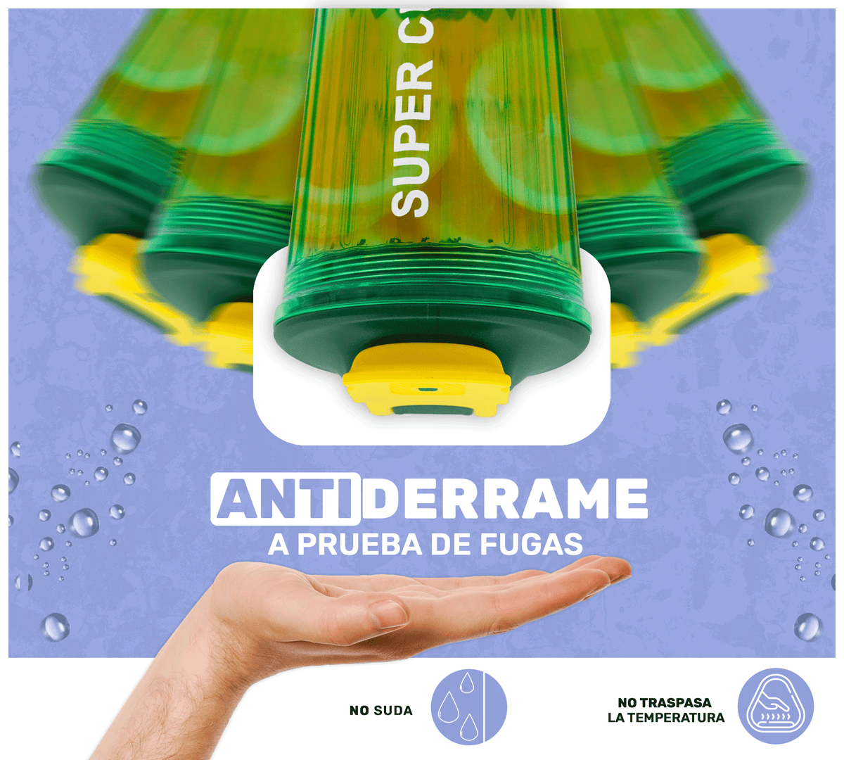 Vaso Térmico Antiderrame 450 ml con Asa Portátil · Doble Pared · Frío 12 h color Verde