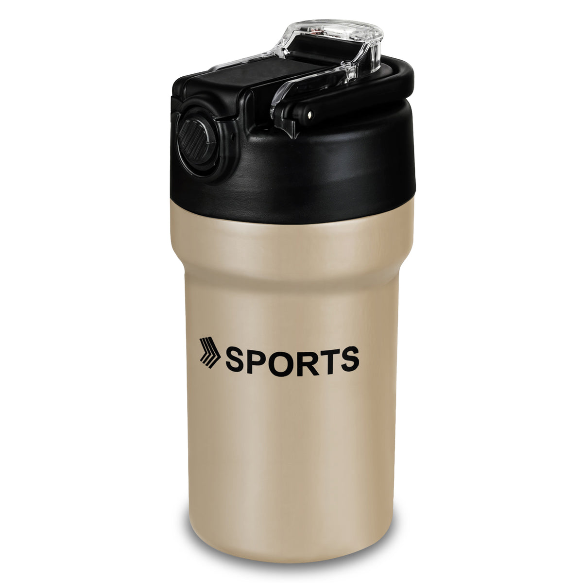 Termo Deportivo Antiderrame de Acero Inoxidable · Con Popote y Tapa Abatible color Khaki