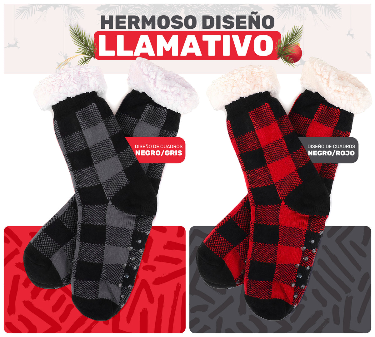 2 Pares de Calcetas Térmicas Afelpadas con Sherpa · Antiderrapantes · Unitalla