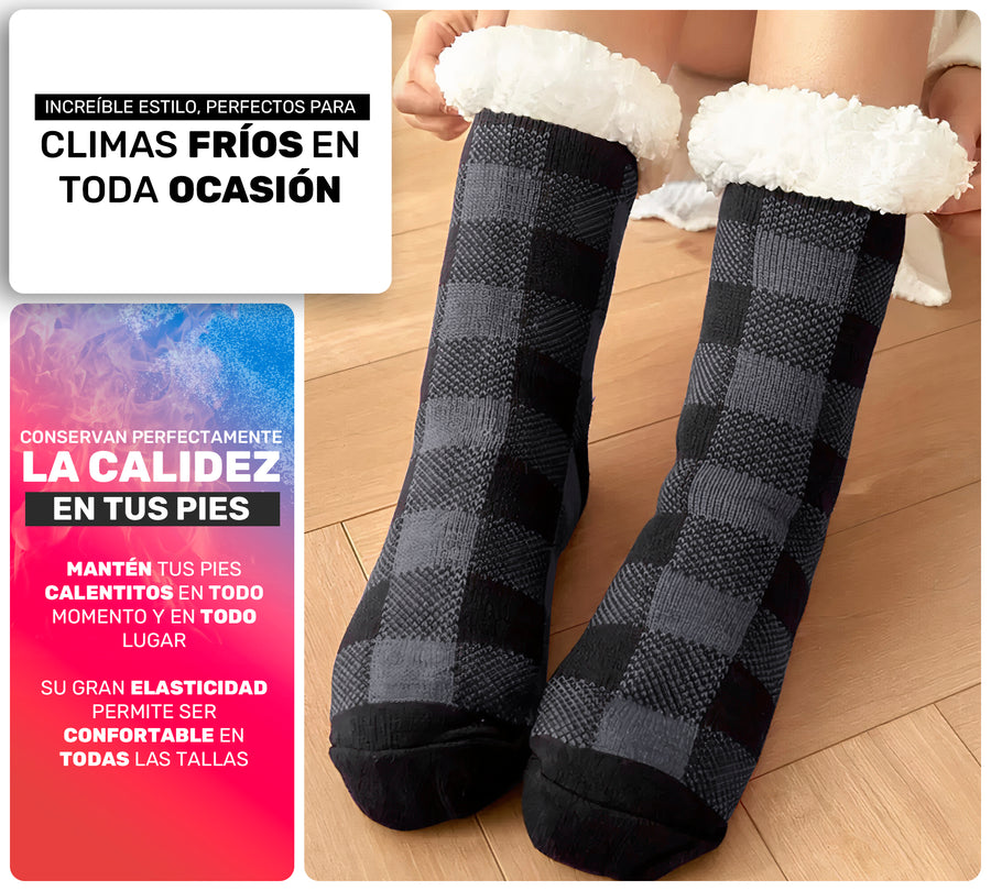 2 Pares de Calcetas Térmicas Afelpadas con Sherpa · Antiderrapantes · Unitalla