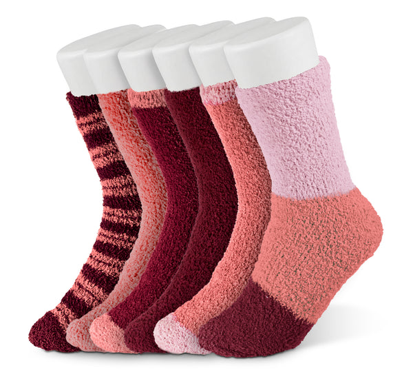 6 Pares de Calcetines Afelpados Térmicos · Tonos Vino y Rosa · Unitalla
