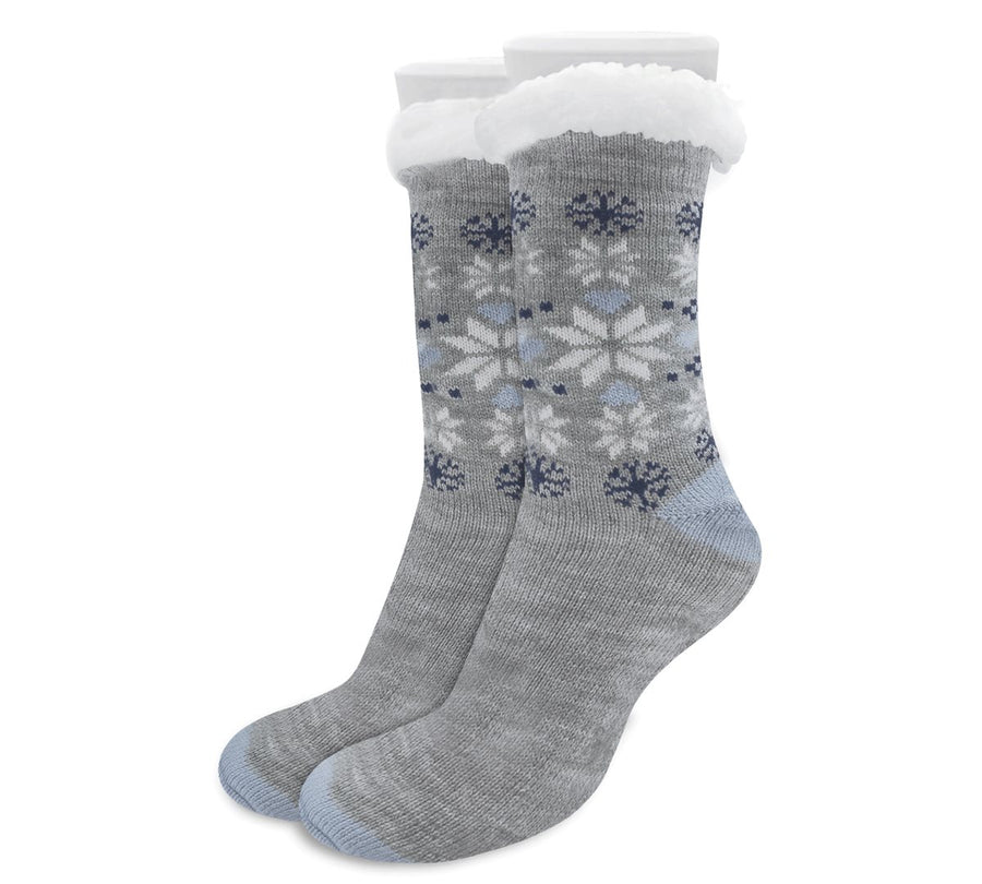 Calcetas Térmicas Afelpadas Antiderrapantes Mujer · Estampado Navideño color Azul