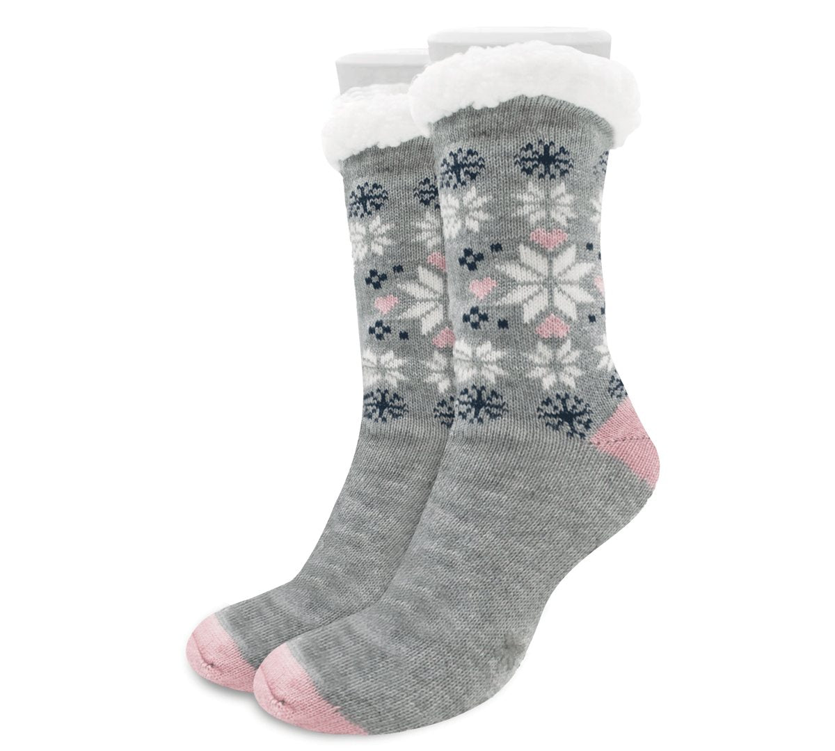 Calcetas Térmicas Afelpadas Antiderrapantes Mujer · Estampado Navideño color Rosa