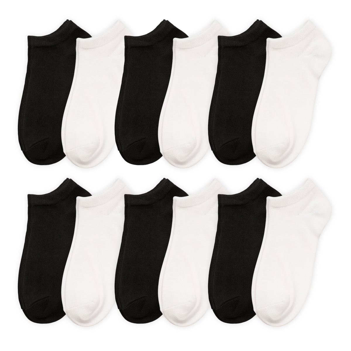 Calcetines Cortos Unisex · Pack 12 Pares · Diseño Negro y blanco