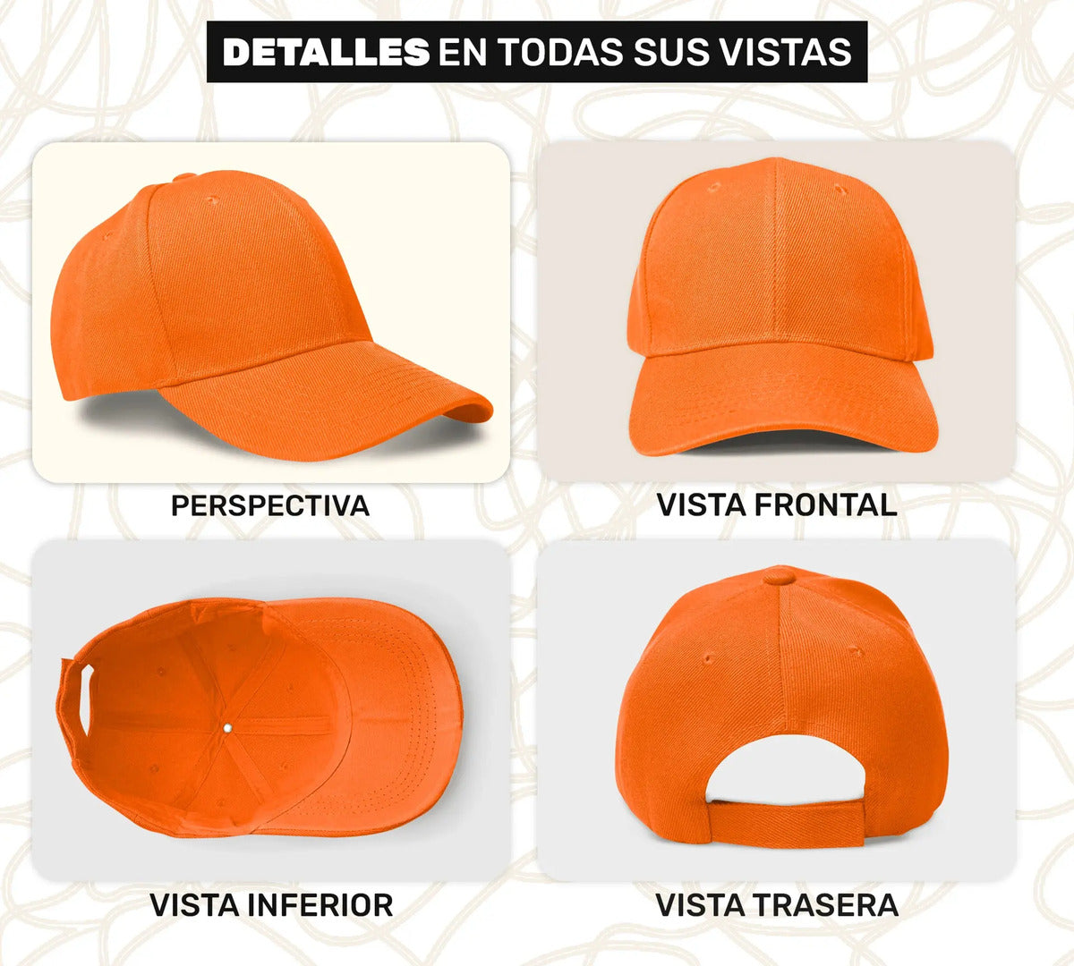 Gorra Lisa Básica de Algodón Unisex