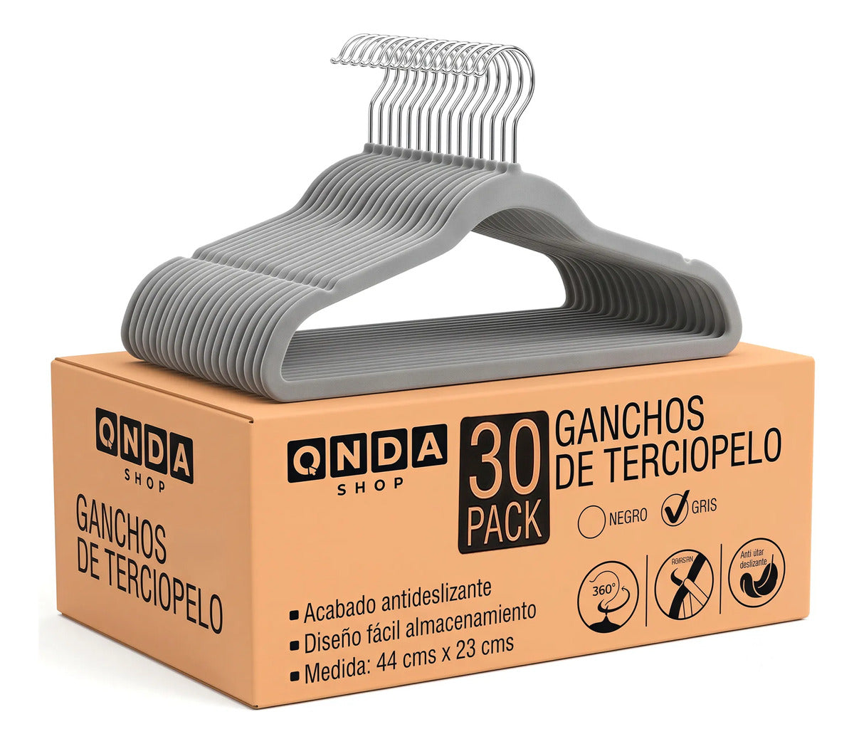 Ganchos de Terciopelo Antideslizantes · Caja con 30