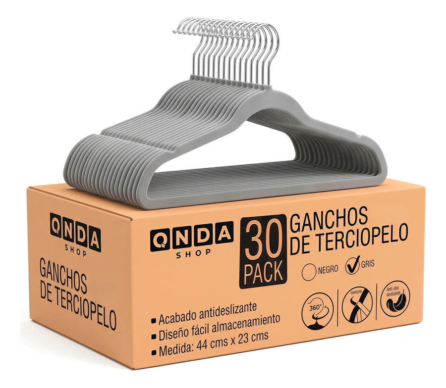 Ganchos de Terciopelo Antideslizantes · Caja con 30