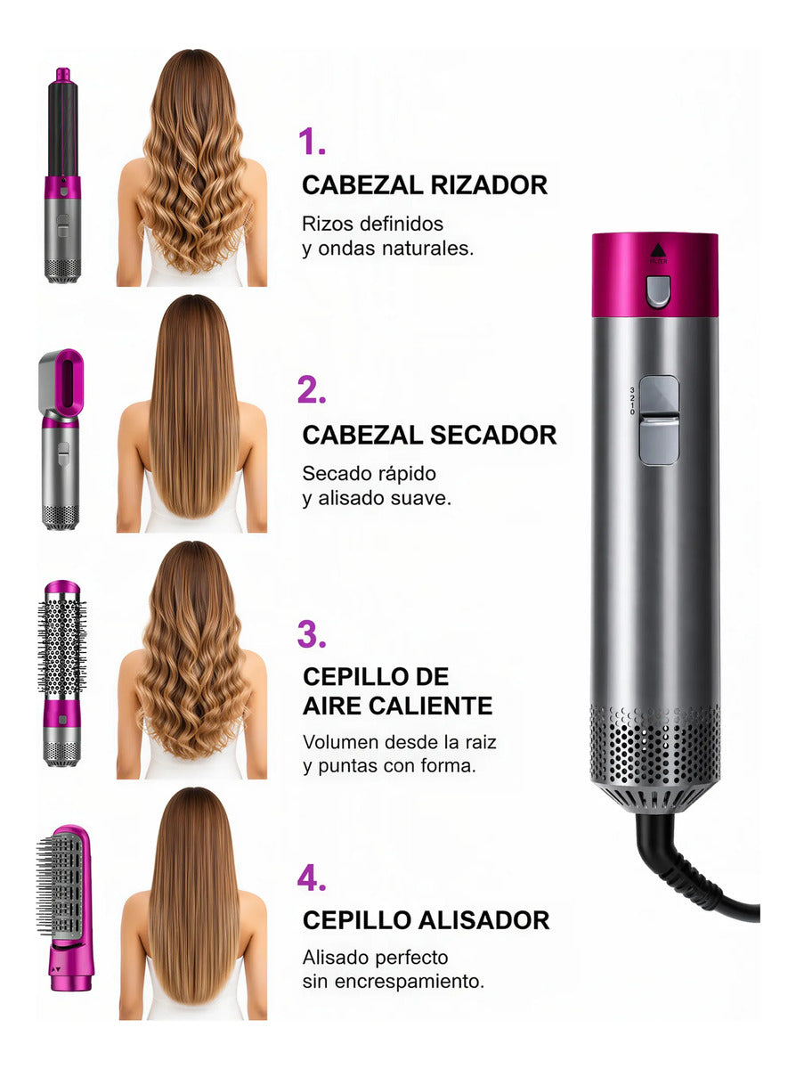Set Modelador de Cabello 5 en 1 · Cepillo Secador