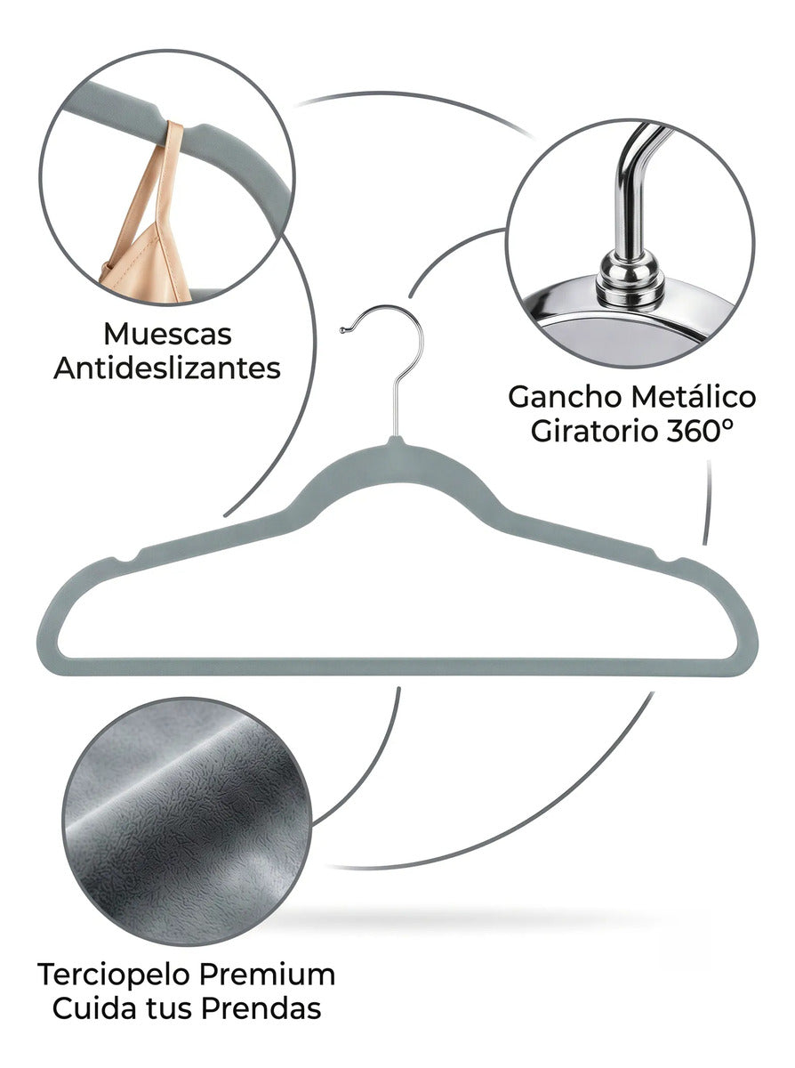 Ganchos de Terciopelo Antideslizantes · Caja con 30