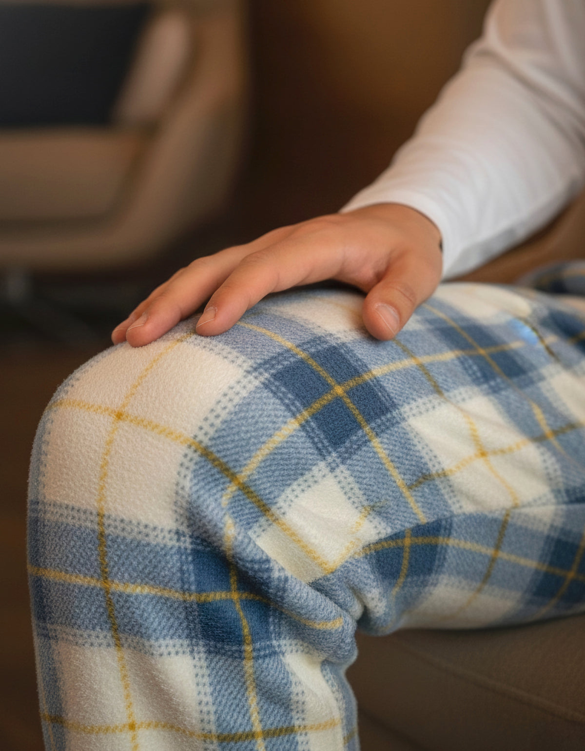 Pantalón de Pijama Hombre a Cuadros · Suave y Cómodo · Unitalla color Cuadros Amarillo y Azul