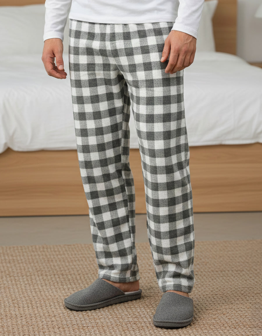 Pantalón de Pijama Hombre a Cuadros · Suave y Cómodo · Unitalla color Gris