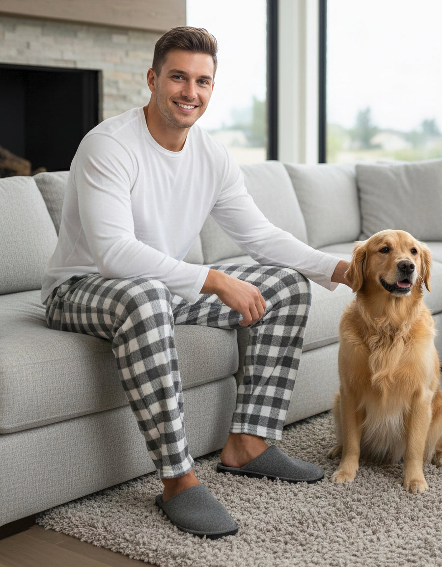 Pantalón de Pijama Hombre a Cuadros · Suave y Cómodo · Unitalla color Gris
