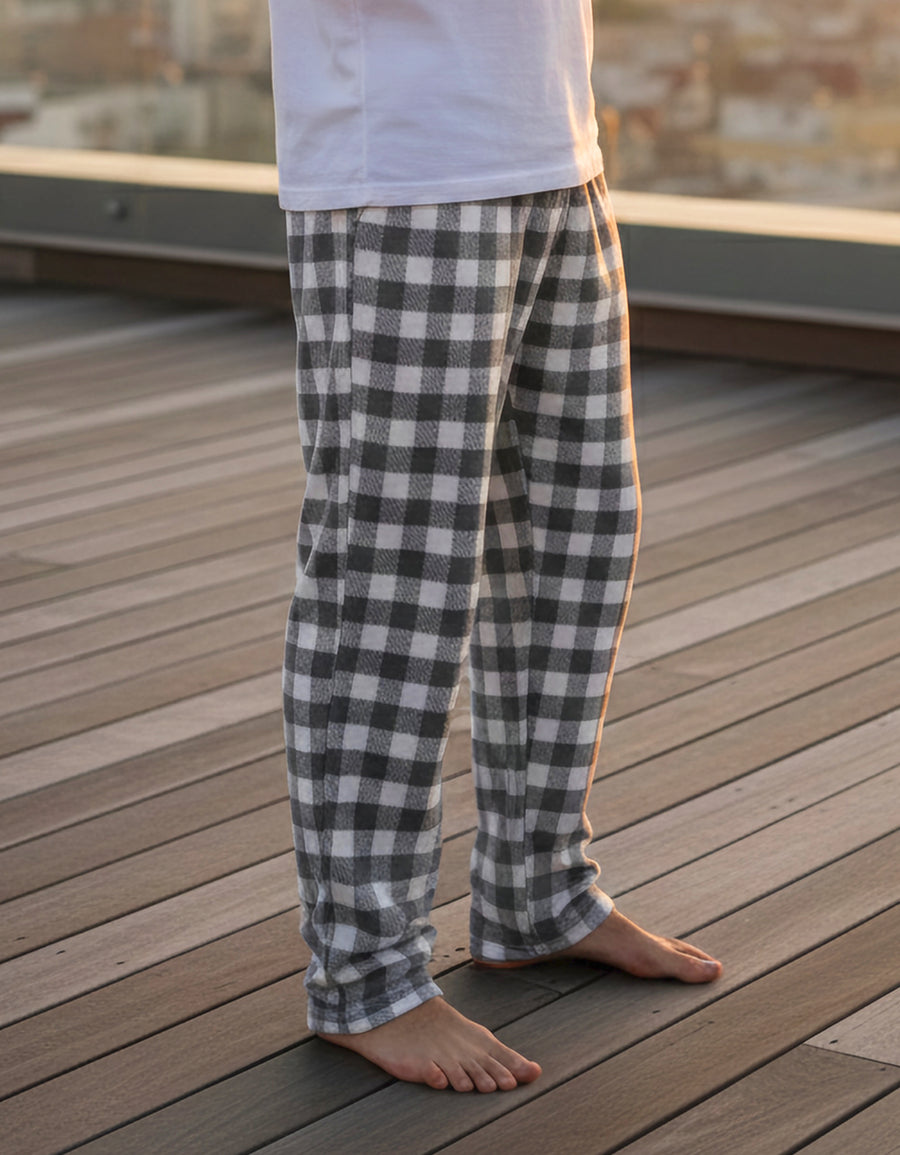 Pantalón de Pijama Hombre a Cuadros · Suave y Cómodo · Unitalla color Gris
