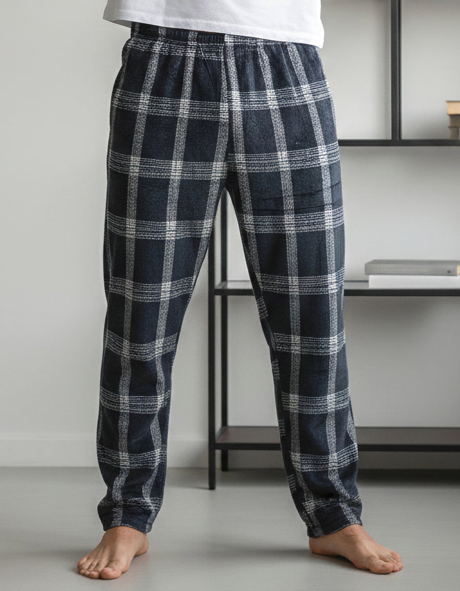 Pantalón de Pijama Hombre a Cuadros · Suave y Cómodo · Unitalla color Azul Marino