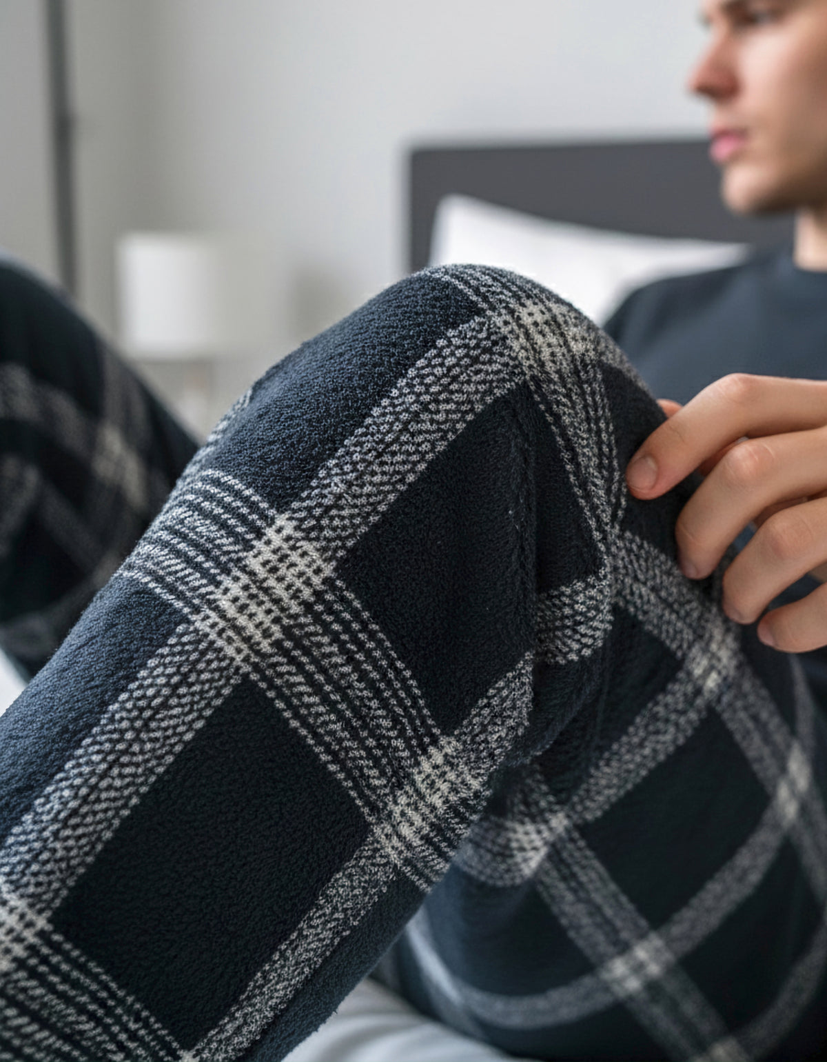 Pantalón de Pijama Hombre a Cuadros · Suave y Cómodo · Unitalla color Azul Marino