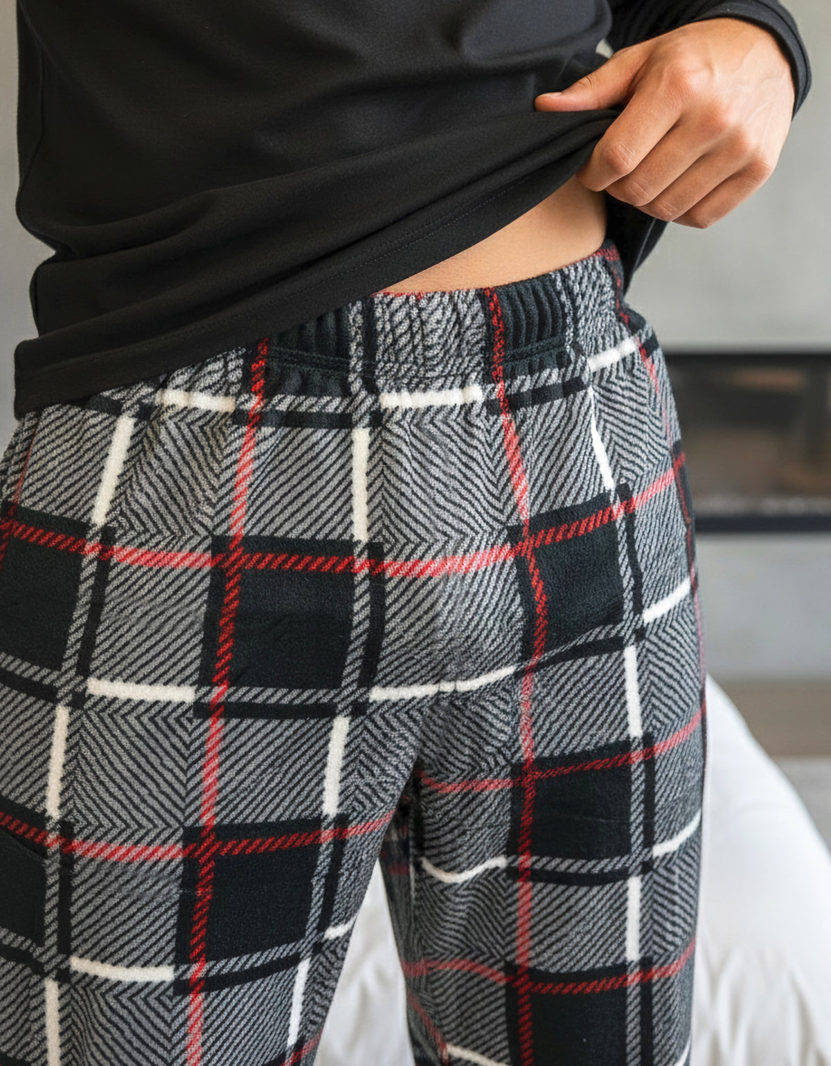Pantalón de Pijama Hombre a Cuadros · Suave y Cómodo · Unitalla color Rojo