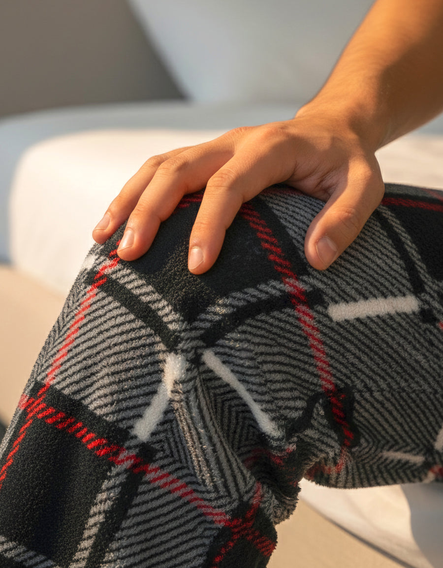 Pantalón de Pijama Hombre a Cuadros · Suave y Cómodo · Unitalla color Rojo